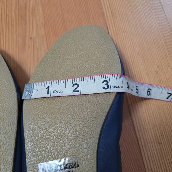 Classique navy blue square toe ballet flats size 10W minimalist neutral office - Picture 9 of 11